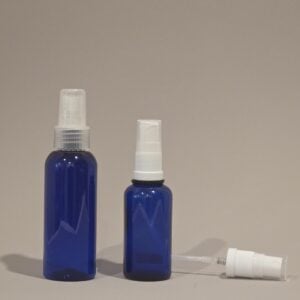 Blue Bottles 100ml Plastic with Clear Spray